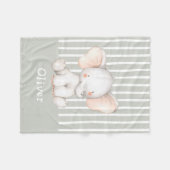 Cute Watercolor Baby Elephant Child's Name Fleecedecke (Vorderseite (Horizontal))