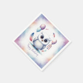 Cute Watercolor Baby Owl Balloons Birthday Serviette (Ecke)