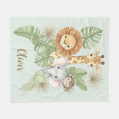 Cute Watercolor Baby Safari Animals Fleecedecke (Vorderseite (Horizontal))