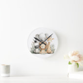 Cute Watercolor Baby Safari Animals Group Print Runde Wanduhr (Zuhause)