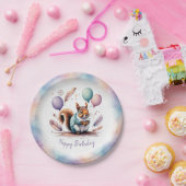 Cute Watercolor Baby Squirrel Balloons Birthday Pappteller (Party)