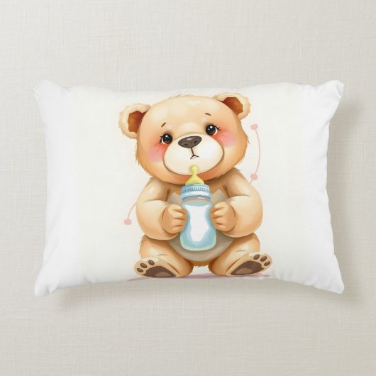 Cute Watercolor Baby Teddy Bear Illustration Dekokissen (Vorderseite)