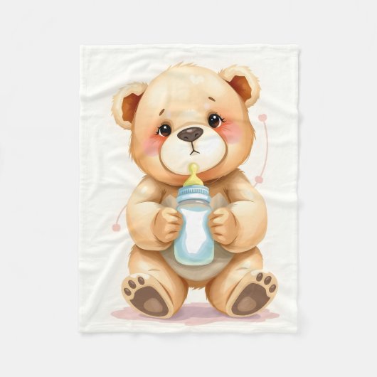 Cute Watercolor Baby Teddy Bear Illustration  Fleecedecke (Vorderseite)