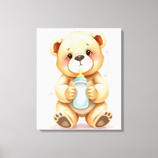 Cute Watercolor Baby Teddy Bear Illustration  Leinwanddruck (Vorderseite)
