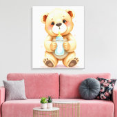 Cute Watercolor Baby Teddy Bear Illustration  Leinwanddruck (Insitu (Wohnzimmer))