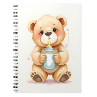 Cute Watercolor Baby Teddy Bear Illustration Notizblock