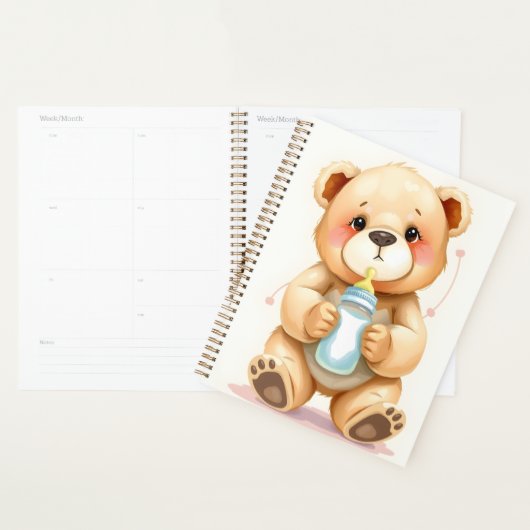 Cute Watercolor Baby Teddy Bear Illustration Planer (Anzeige)