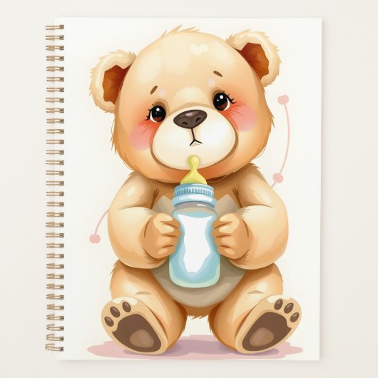 Cute Watercolor Baby Teddy Bear Illustration Planer (Vorderseite)