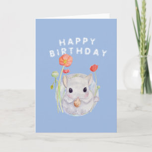 Cute Watercolor Babychinchilla wish Karte