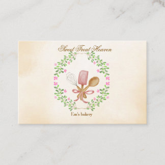 Cute Watercolor Bakery Business Card Visitenkarte
