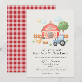 Cute Watercolor Barn Farm Animals Baby Shower Einladung