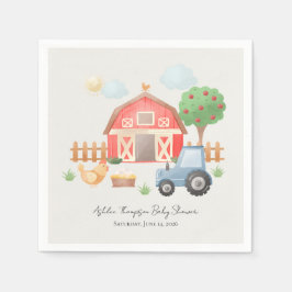 Cute Watercolor Barn Farm Animals Baby Shower Serviette