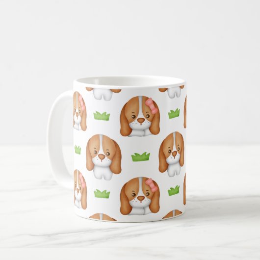 Cute Watercolor Beagle Dog Kaffeetasse (Vorderseite Links)