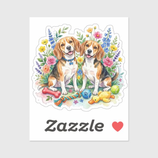 Cute Watercolor Beagles Aufkleber (Blatt)