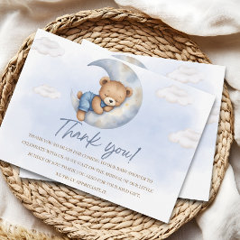 Cute Watercolor Bear Baby Shower boy Dankeskarte