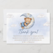 Cute Watercolor Bear Baby Shower boy Dankeskarte (Vorderseite)