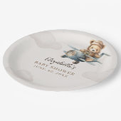 Cute Watercolor Bear Baby Shower party Pappteller (Schrägansicht)