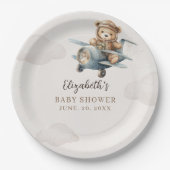 Cute Watercolor Bear Baby Shower party Pappteller (Vorderseite)