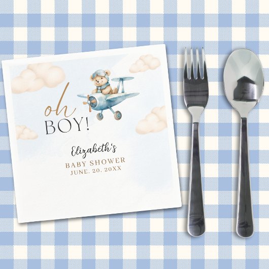 Cute Watercolor Bear Baby Shower party Serviette