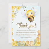 Cute Watercolor Bee Baby Shower Dankeskarte (Vorderseite)