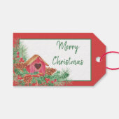 Cute watercolor birdhouse Christmas Holiday Geschenkanhänger (Vorderseite (Horizontal))