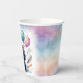 Cute Watercolor Black Kitten Balloons Birthday  Pappbecher (Links)