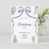 Cute watercolor blue and grey christmas party einladung (Stehend Vorderseite)