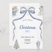 Cute watercolor blue and grey christmas party einladung (Vorne/Hinten)