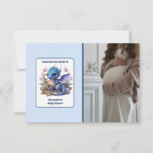 Cute Watercolor Blue Dragon Baby Shower Dankeskarte (Vorderseite)