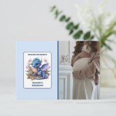 Cute Watercolor Blue Dragon Baby Shower Dankeskarte (Stehend Vorderseite)