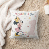 Cute Watercolor Bow Mouse Girl 1st Birthday  Kissen (Decke)