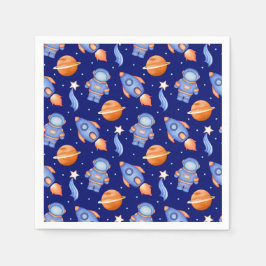 Cute Watercolor Boys Planets & Astronaut Serviette