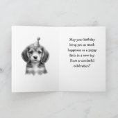 Cute Watercolor Brown Puppy Dog Happy Birthday Karte (Innenseite)
