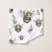 Cute Watercolor Bumblebee Design | Soft Pastel Bee Badhandtuch Set (Waschlappen)