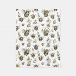 Cute Watercolor Bumblebee Design | Soft Pastel Bee Fleecedecke