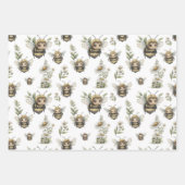 Cute Watercolor Bumblebee Design | Soft Pastel Bee Geschenkpapier Set (Vorderseite)