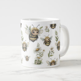 Cute Watercolor Bumblebee Design | Soft Pastel Bee Jumbo-Tasse
