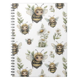 Cute Watercolor Bumblebee Design | Soft Pastel Bee Notizblock