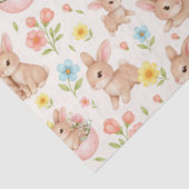 Cute Watercolor Bunnies & Flowers Pattern Seidenpapier (Detail)