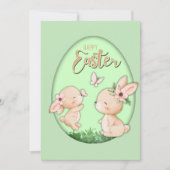 Cute Watercolor Bunny Cutout Easter Brunch Einladung (Vorderseite)