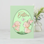 Cute Watercolor Bunny Cutout Easter Brunch Einladung (Stehend Vorderseite)