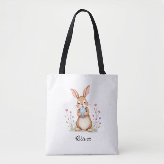 Cute Watercolor Bunny Easter Egg Hunt Tote Bag. Tasche (Vorderseite)