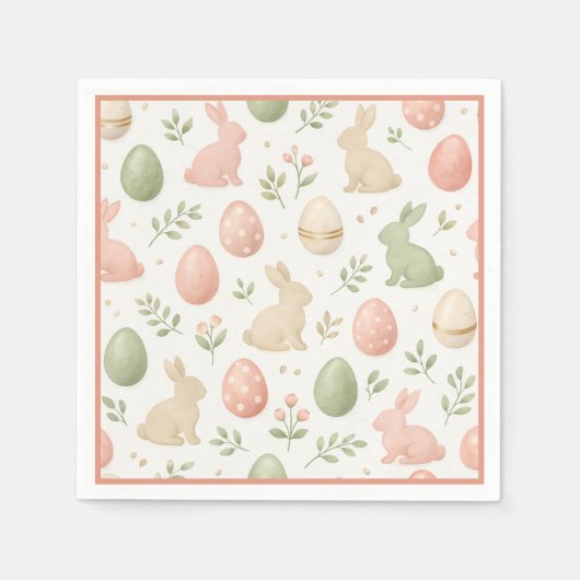 Cute Watercolor Bunny Floral Easter Brunch Serviette (Vorderseite)