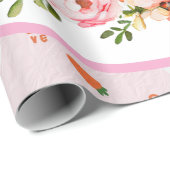 Cute Watercolor Bunny Floral Wreath Easter Geschenkpapier (Rolleneckpunkt)