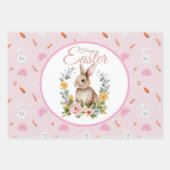 Cute Watercolor Bunny Floral Wreath Easter Geschenkpapier Set (Vorderseite 2)
