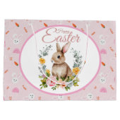 Cute Watercolor Bunny Floral Wreath Easter Große Geschenktüte (Rückseite)