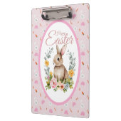 Cute Watercolor Bunny Floral Wreath Easter Klemmbrett (Links)