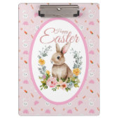Cute Watercolor Bunny Floral Wreath Easter Klemmbrett (Vorderseite)