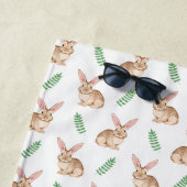 Cute Watercolor Bunny Pattern With Custom Name Strandtuch (Beispiel)