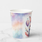 Cute Watercolor Bunny Rabbit Balloons Birthday Pappbecher (Rechts)